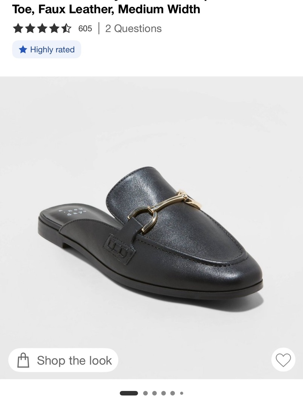 Target Black Faux Leather Mule with Gold Horsebit